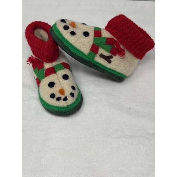 Garnet Hill Snowman Slippers Boiled Wool Poland Toddler Size 06 Winter Christmas - Picture 3 of 7